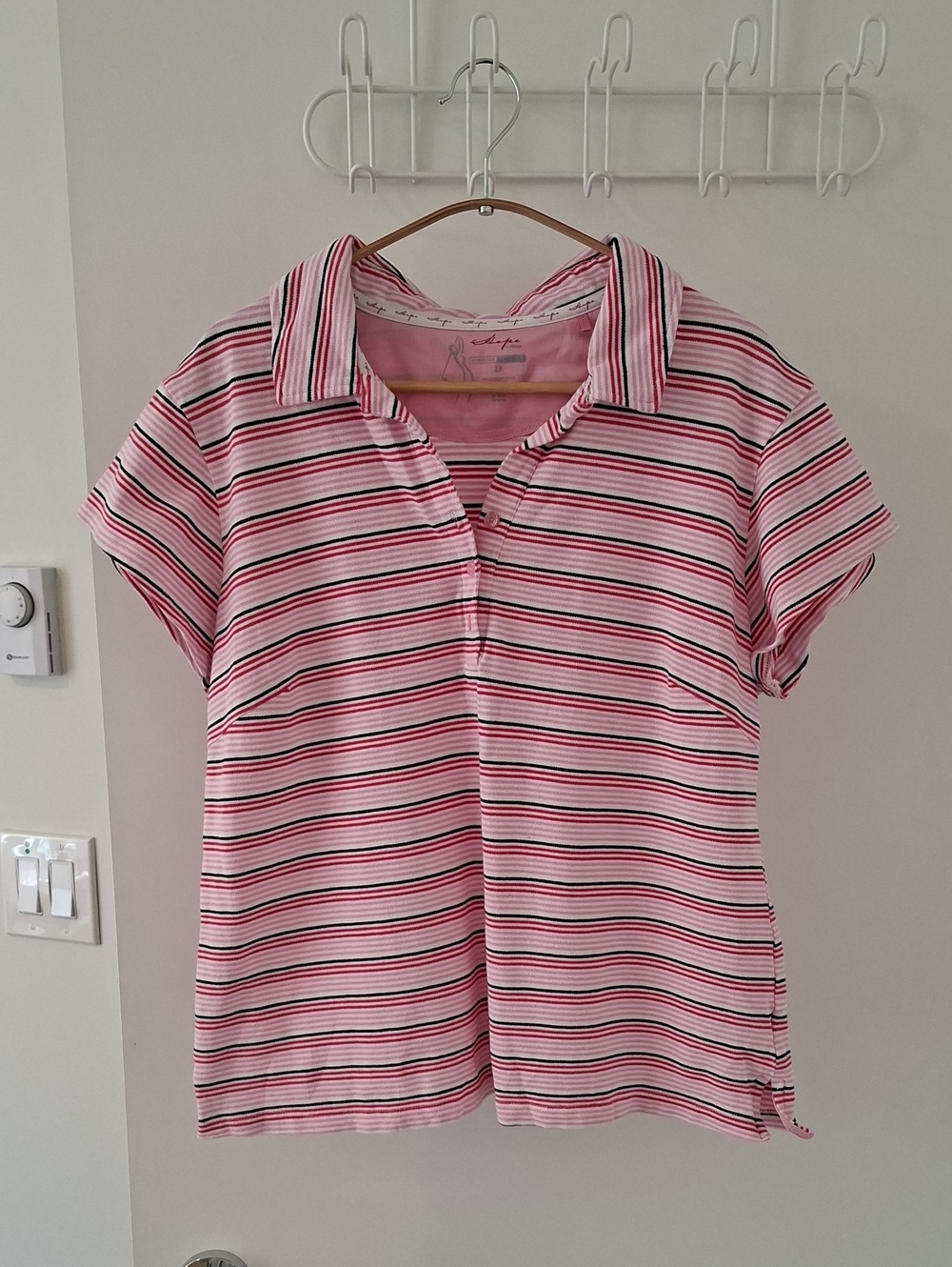 Hope x Wilson Pink & Red Striped Breast Cancer Awareness Polo Top (Size 2XL)
